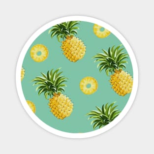 Fun Green Tropical Pineapple Print Magnet